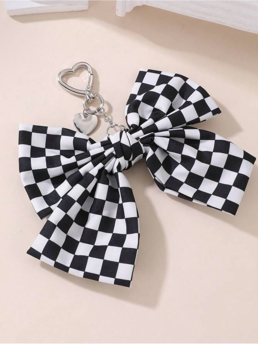 Black & White Checkerbow Bag Charm - Fashion Accessories - Picture 2 of 3